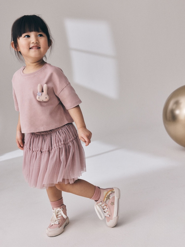 Pink Padded Bunny Short Sleeve Top and Tutu Skirt Set (3mths-7yrs) - Image 1 of 10 Pink Padded Bunny Short Sleeve Top and Tutu Skirt Set (3mths-7yrs) - Image 1 of 10