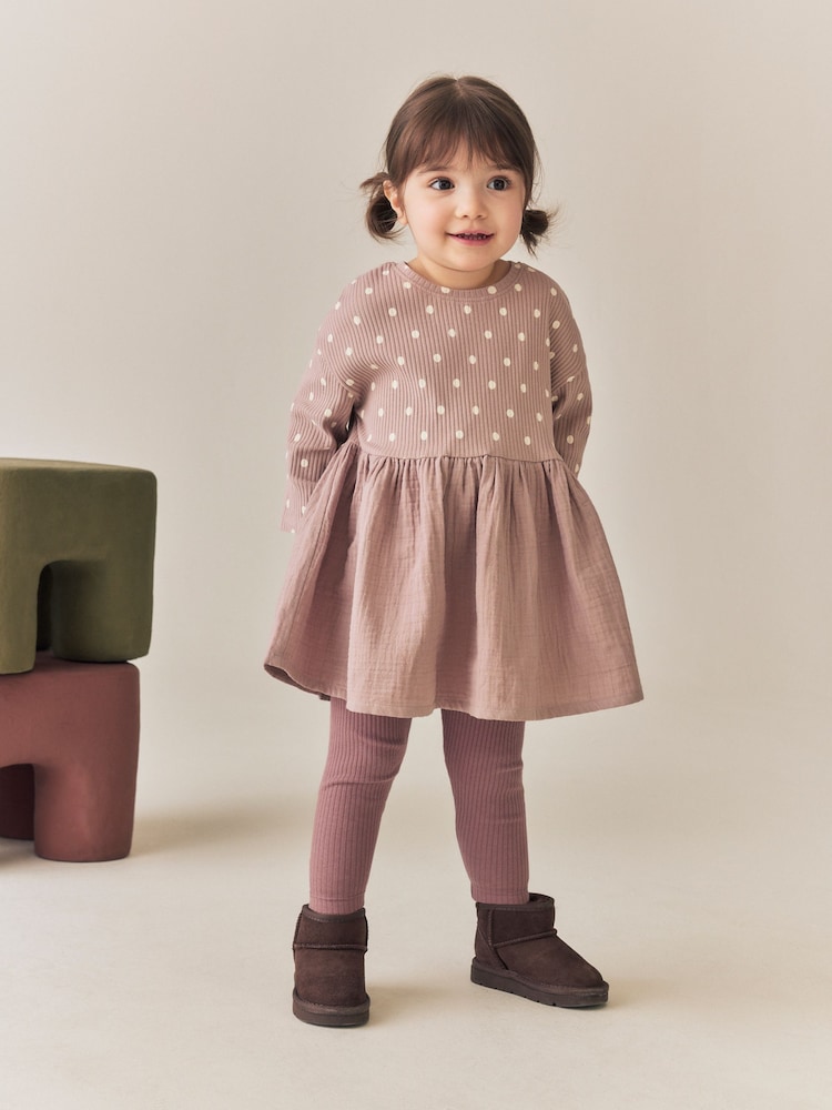 brown dress with leggings Buy Spot Long Sleeve Jersey and Set (3mths-7yrs) from Next USA Size:10 US - 43 EU