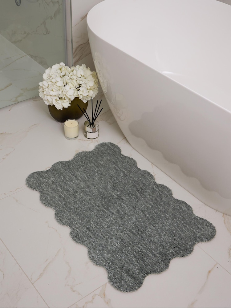 My Mat Ghost Grey Soft Scalloped Bathmat - Image 1 of 3 My Mat Ghost Grey Soft Scalloped Bathmat - Image 1 of 3