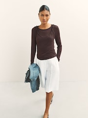 Maro Ciocolată - Knit Long Sleeve Cami Layer Top - Imaginea 1 din 4