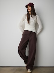 Ecru - Knit Long Sleeve Cami Layer Top - Imaginea 4 din 5