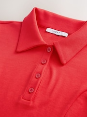 Красный - Peplum Polo Neck Short Sleeve T-Shirt - Изображение 6 7