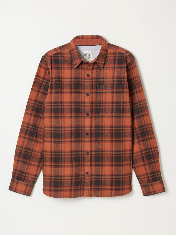 FatFace Hagley Orange Long Sleeve Check Shirt - Image 1 of 1 FatFace Hagley Orange Long Sleeve Check Shirt - Image 1 of 1