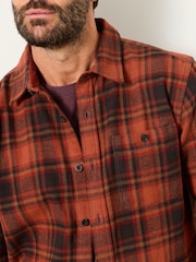 FatFace Hagley Orange Long Sleeve Check Shirt - Image 3 of 6