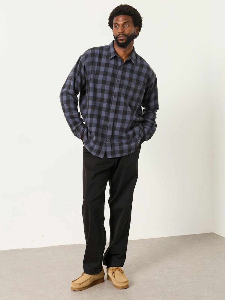 FatFace Thursby Blue Long Sleeve Relaxed Fit Check Shirt - Image 1 of 4