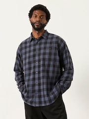 FatFace Thursby Blue Long Sleeve Relaxed Fit Check Shirt - Image 4 of 4