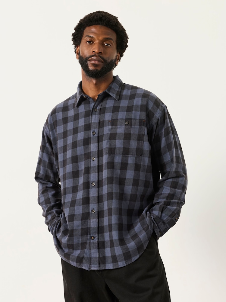 FatFace Thursby Blue Long Sleeve Relaxed Fit Check Shirt - Image 4 of 4