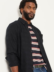 FatFace Wanson Black Long Sleeve Jacquard Pattern Shirt - Image 1 of 5