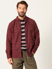 FatFace Wanson Burgundy Red Long Sleeve Jacquard Pattern Shirt - Image 1 of 5