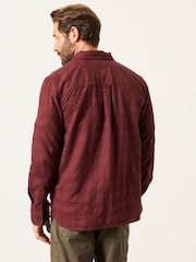 FatFace Wanson Burgundy Red Long Sleeve Jacquard Pattern Shirt - Image 2 of 5