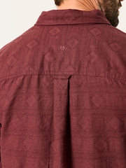 FatFace Wanson Burgundy Red Long Sleeve Jacquard Pattern Shirt - Image 3 of 5