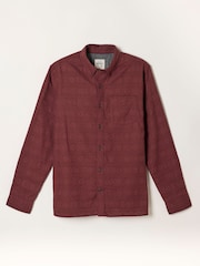 FatFace Wanson Burgundy Red Long Sleeve Jacquard Pattern Shirt - Image 5 of 5
