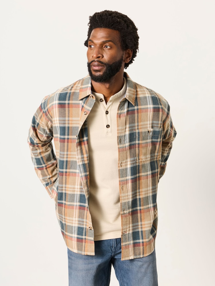 FatFace Vassa Natural Long Sleeve Relaxed Fit Check Shirt - Image 1 of 5