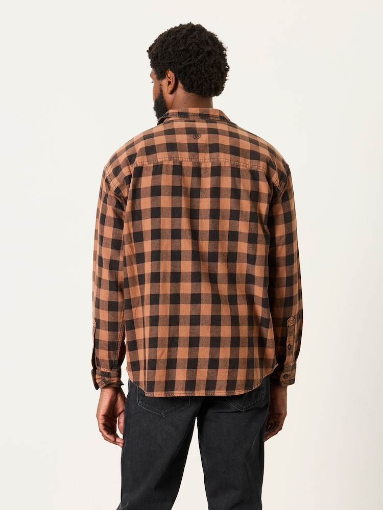 FatFace Thursby Rust Brown Long Sleeve Relaxed Fit Check Shirt - Image 2 of 6 FatFace Thursby Rust Brown Long Sleeve Relaxed Fit Check Shirt - Image 2 of 6