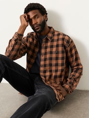 FatFace Thursby Rust Brown Long Sleeve Relaxed Fit Check Shirt - Image 4 of 6