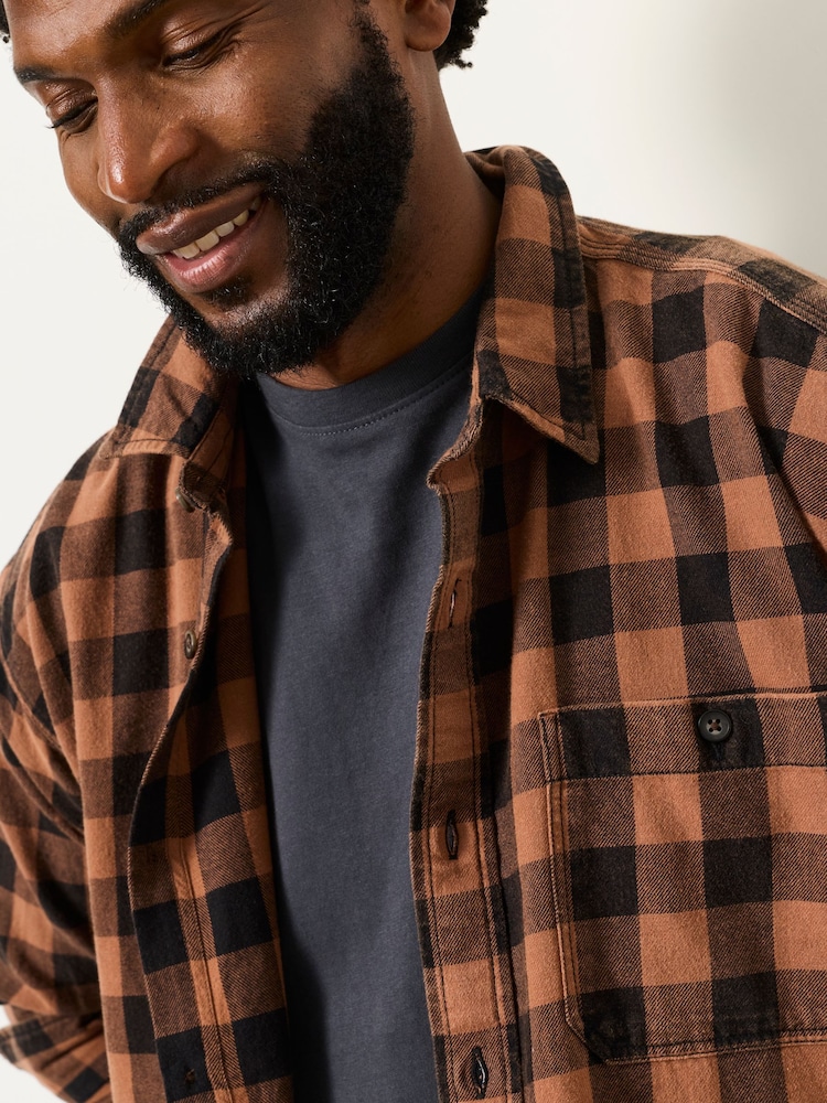 FatFace Thursby Rust Brown Long Sleeve Relaxed Fit Check Shirt - Image 6 of 6 FatFace Thursby Rust Brown Long Sleeve Relaxed Fit Check Shirt - Image 6 of 6