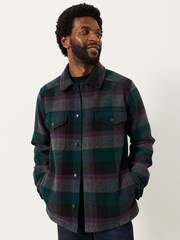 FatFace Milton Teal Blue Wool Mix Bonded Overshirt - Image 1 of 5
