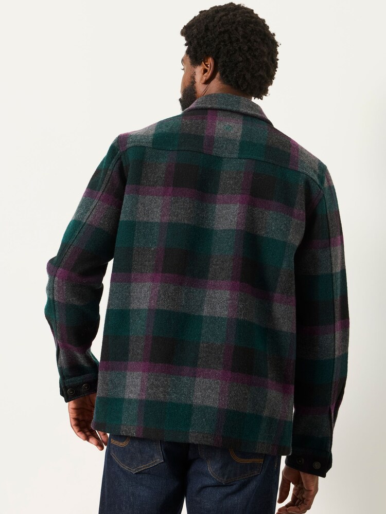 FatFace Milton Teal Blue Wool Mix Bonded Overshirt - Image 2 of 5