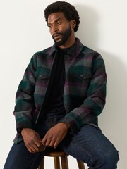 FatFace Milton Teal Blue Wool Mix Bonded Overshirt - Image 3 of 5