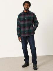 FatFace Milton Teal Blue Wool Mix Bonded Overshirt - Image 4 of 5