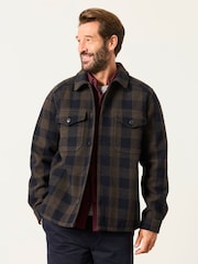 Khaki - FatFace Wool Mix Bonded Overshirt - Obraz 2 z 7