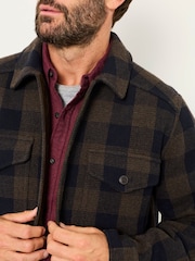Khaki - FatFace Wool Mix Bonded Overshirt - Obraz 5 z 7