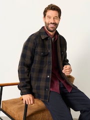 Khaki - FatFace Wool Mix Bonded Overshirt - Obraz 6 z 7
