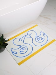 Dip & Drip White Linear Ducks Bathmat - Image 1 of 4