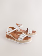 White Extra Wide Fit Forever Comfort® Leather Lasercut Wedges - Image 2 of 6