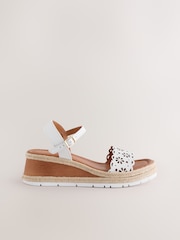 White Extra Wide Fit Forever Comfort® Leather Lasercut Wedges - Image 6 of 6