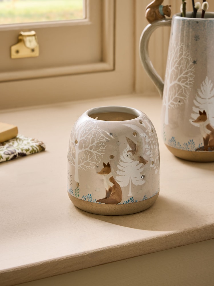 Winter Scene Ceramic Tea Light Holder - Imagen 1 de 4 Winter Scene Ceramic Tea Light Holder - Imagen 1 de 4