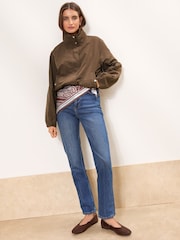 Lipsy Olive Green Khaki Short Bubble Hem Raincoat - Image 4 of 5