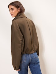 Lipsy Olive Green Khaki Short Bubble Hem Raincoat - Image 5 of 5