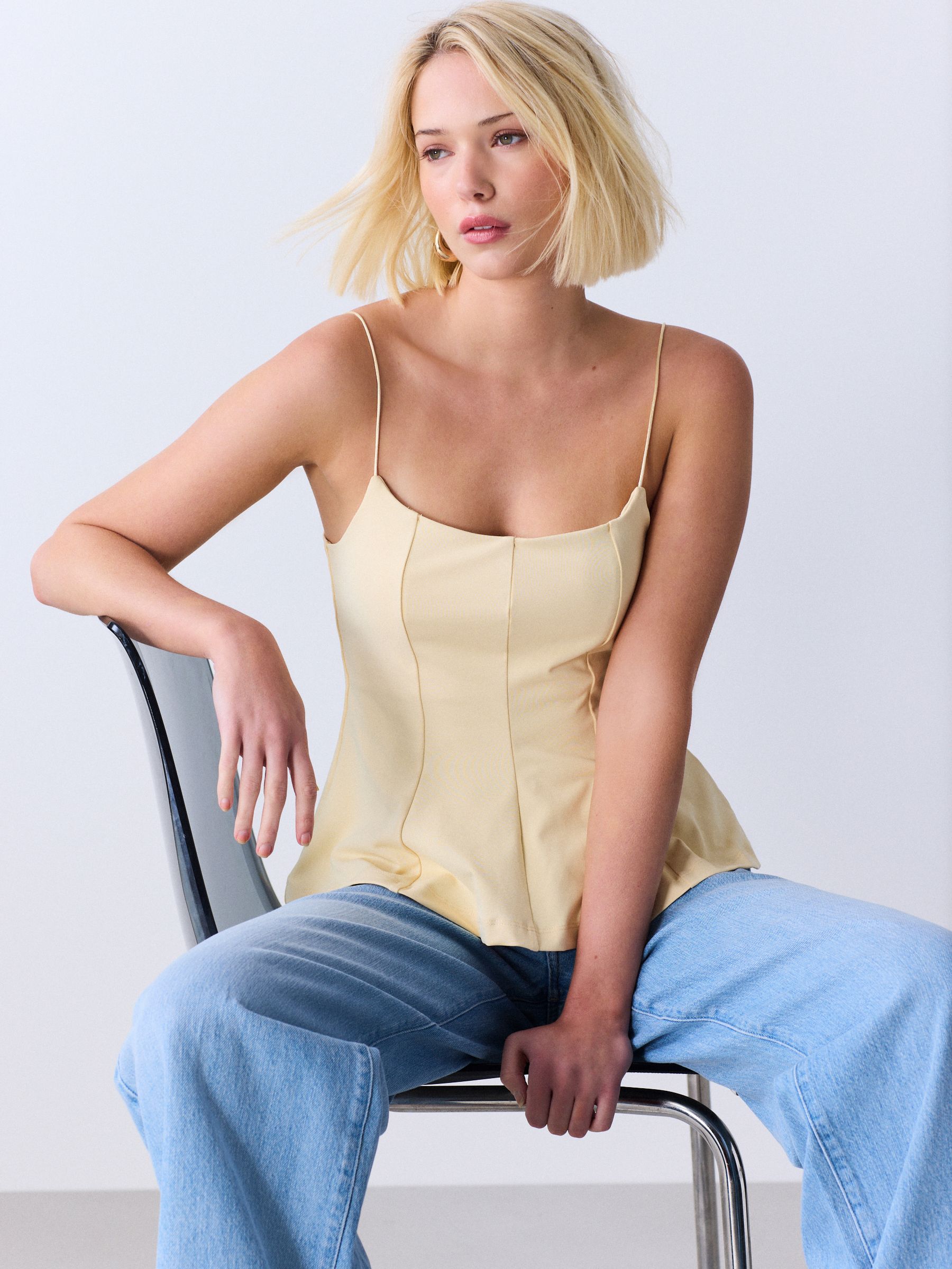 Buy Yellow Strappy Peplum Top from Next USA