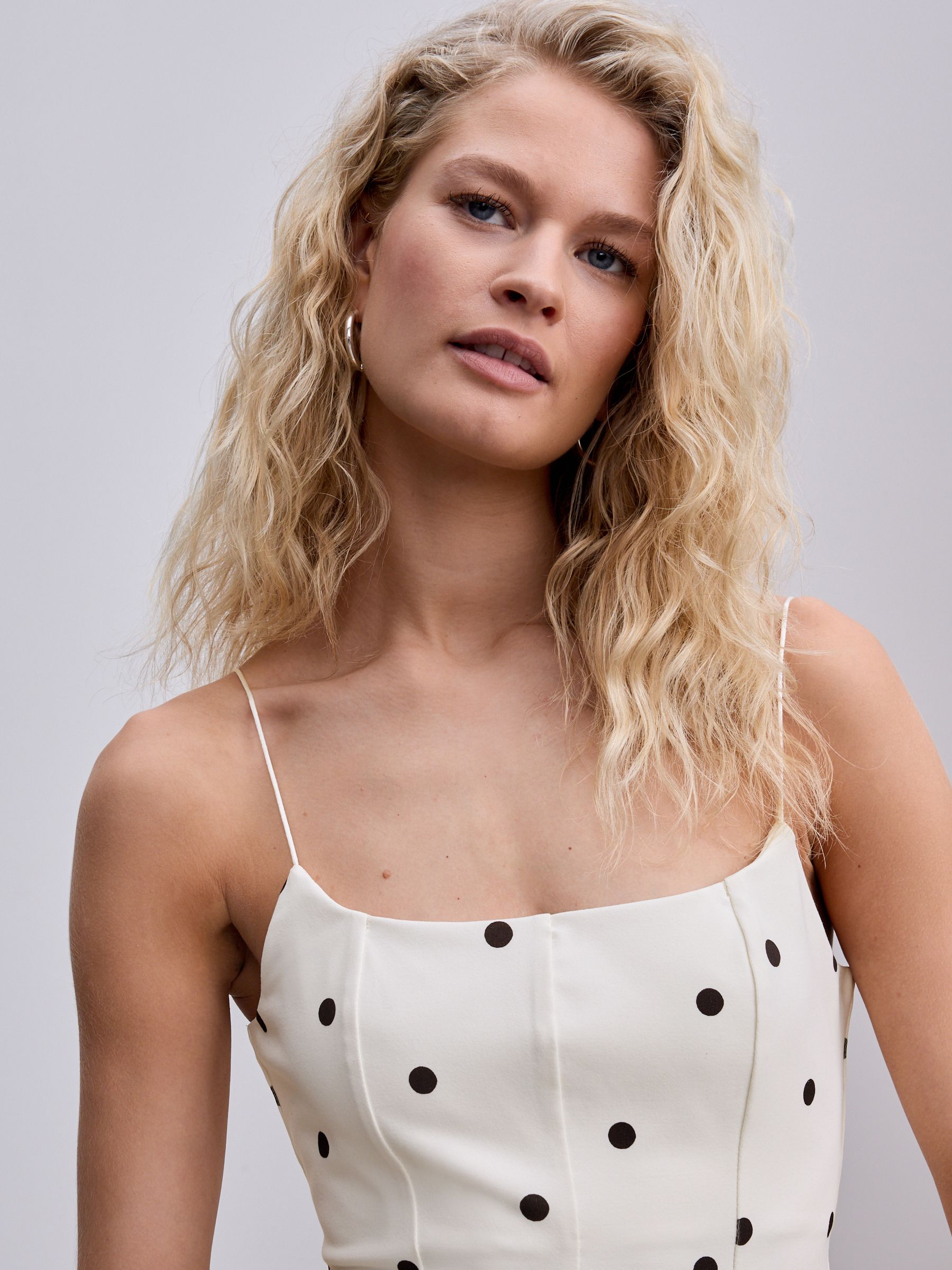 Buy White Polka Dot Strappy Peplum Top from Next USA