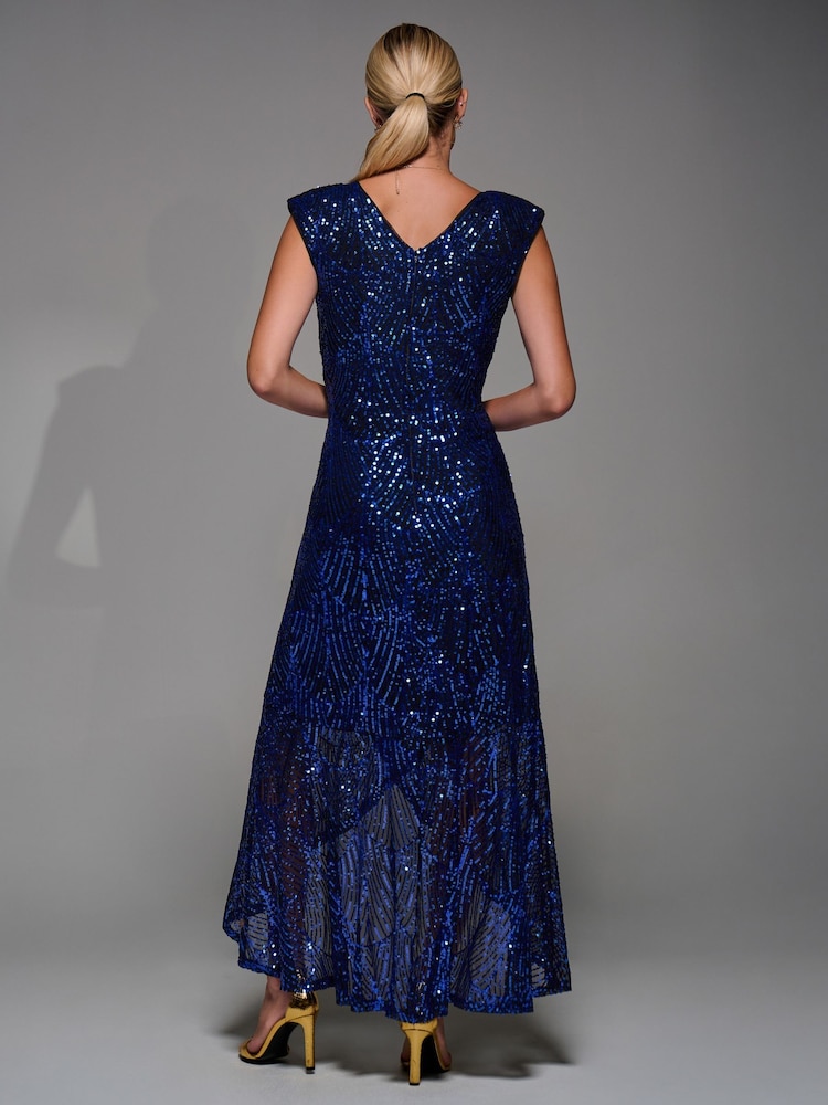 Buy Jolie Moi Charcoal Black Sequin Asymmetric Ruffle Hem Maxi Dress from  Next South Africa