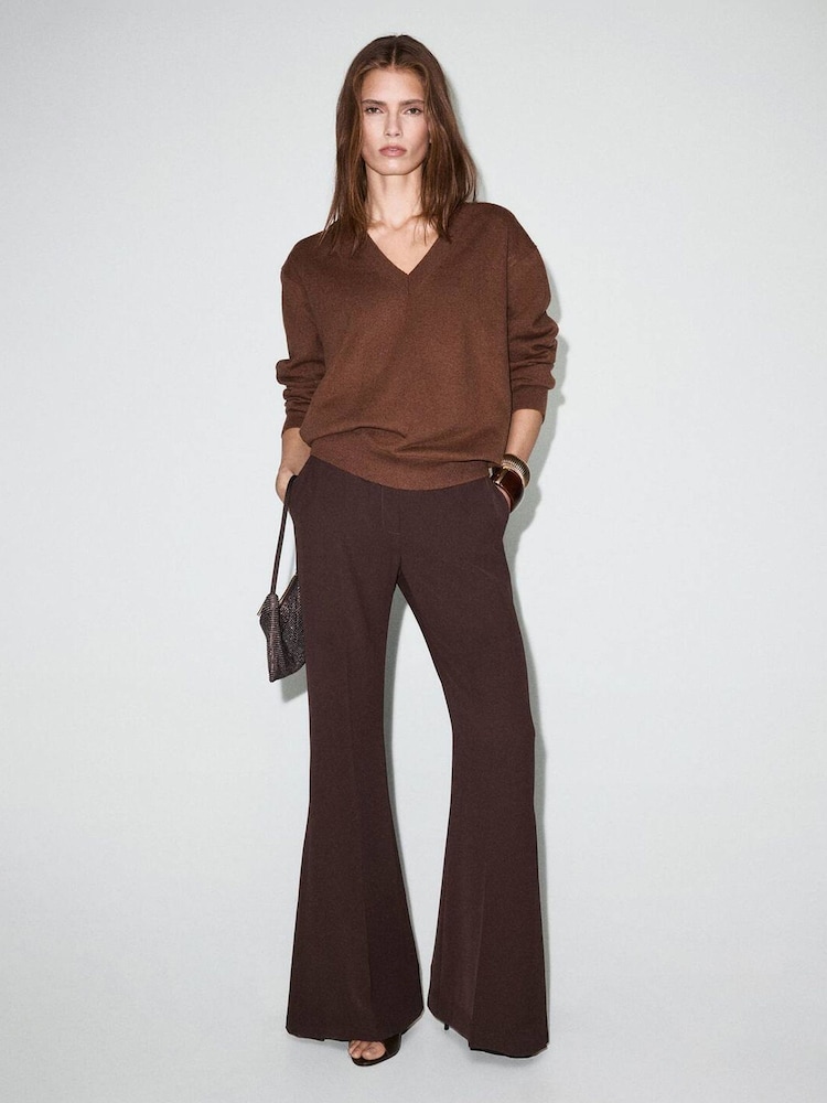 Mango Brown V-Neck Knitted Jumper - Image 2 of 6