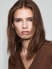 Mango Brown V-Neck Knitted Jumper - Image 3 of 6