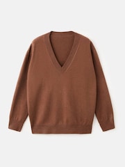 Mango Brown V-Neck Knitted Jumper - Image 5 of 6