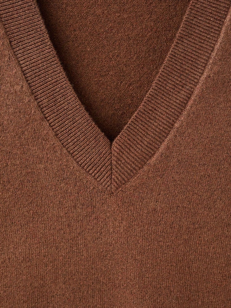 Mango Brown V-Neck Knitted Jumper - Image 6 of 6