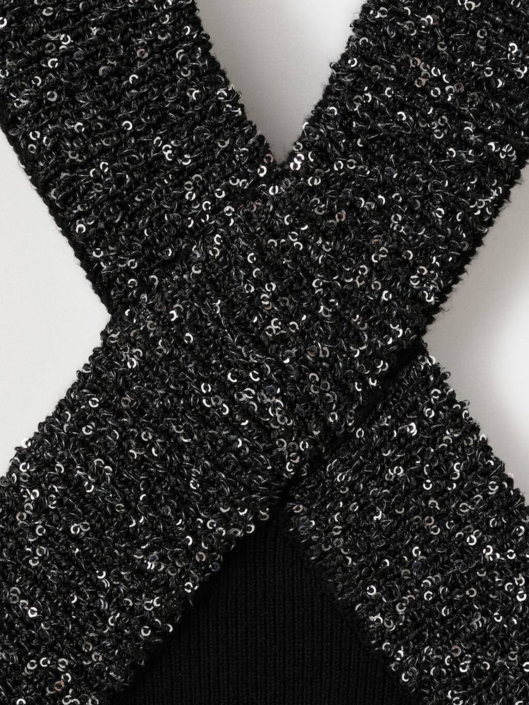Mango Black Halterneck Lurex Knitted Top - Image 6 of 6 Mango Black Halterneck Lurex Knitted Top - Image 6 of 6