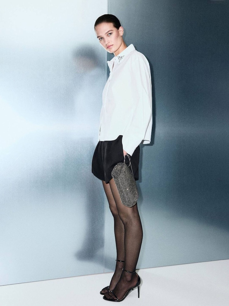 Mango Natural Embellished Collar Shirt - Image 1 of 6 Mango Natural Embellished Collar Shirt - Image 1 of 6