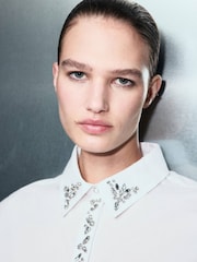 Mango Natural Embellished Collar Shirt - Image 4 of 6