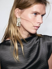 Mango Grey Satin Mini Gathered Dress - Image 5 of 7