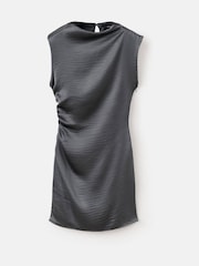 Mango Grey Satin Mini Gathered Dress - Image 6 of 7