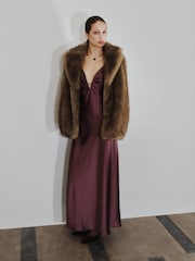 Mango Cream Fur Effect Lapel Coat - Image 1 of 7