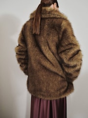 Mango Cream Fur Effect Lapel Coat - Image 5 of 7