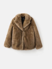 Mango Cream Fur Effect Lapel Coat - Image 7 of 7