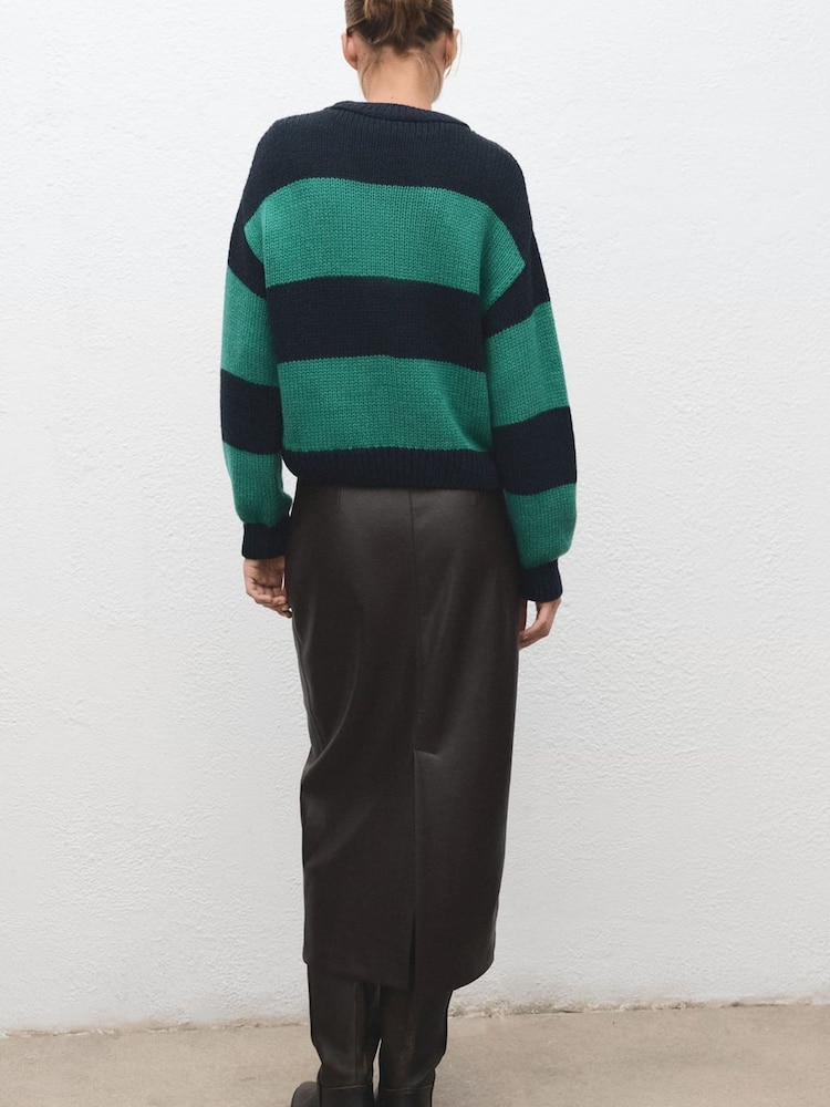 Mango Green Striped Knitted Jumper - Image 2 of 6 Mango Green Striped Knitted Jumper - Image 2 of 6