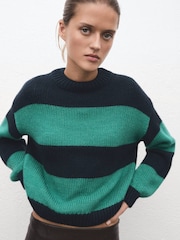 Mango Green Striped Knitted Jumper - Image 3 of 6